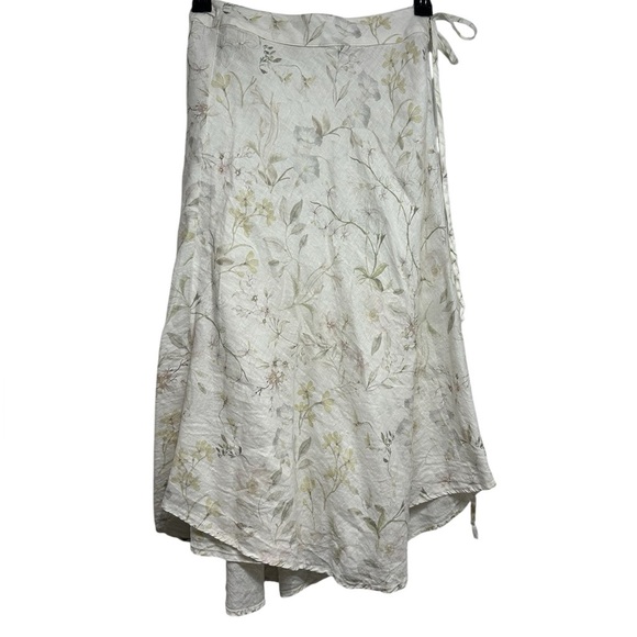 Three Dots 100% Linen Floral Wrap Skirt – Size M - Picture 3 of 10